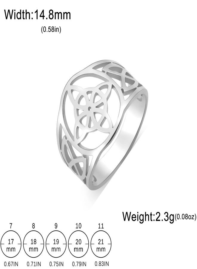 UNIFT Witches Knot Ring For Women Stainless Steel Celtic Quaternary Wiccan Geometric Style Witches Knot Ring Witchcraft Amulet Jewelry Gift (9, sliver 1) - Image 5